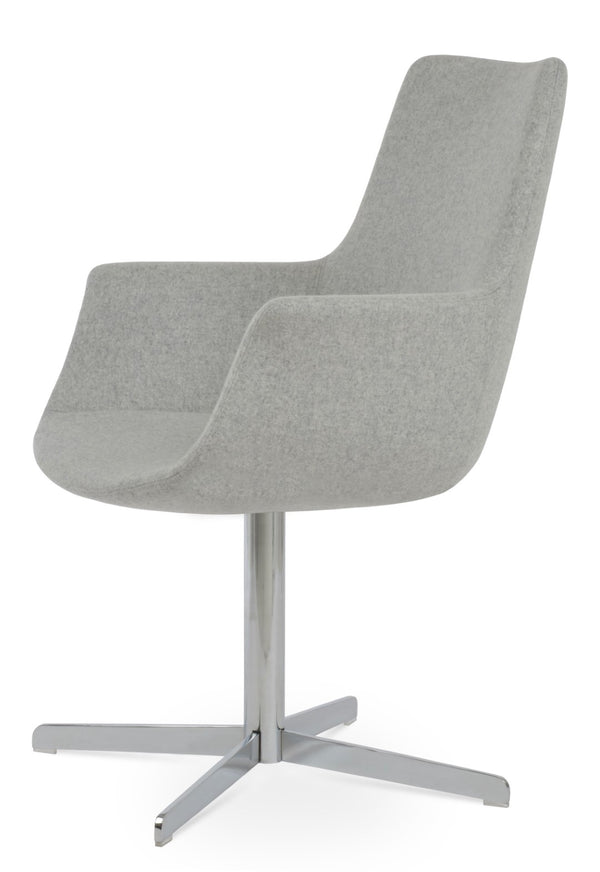 Soho Concept Bottega Arm Office Chair - Stylish Adjustable Dining Chair In Wool & Boucle Fabrics, 10-year Warranty Chrome,Silver  Soho-concept-dining-chair-01254