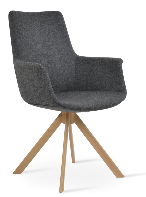 Soho Concept Bottega Arm Office Chair - Stylish Adjustable Dining Chair In Wool & Boucle Fabrics, 10-year Warranty Natural,Dark Grey  Soho-concept-dining-chair-01282