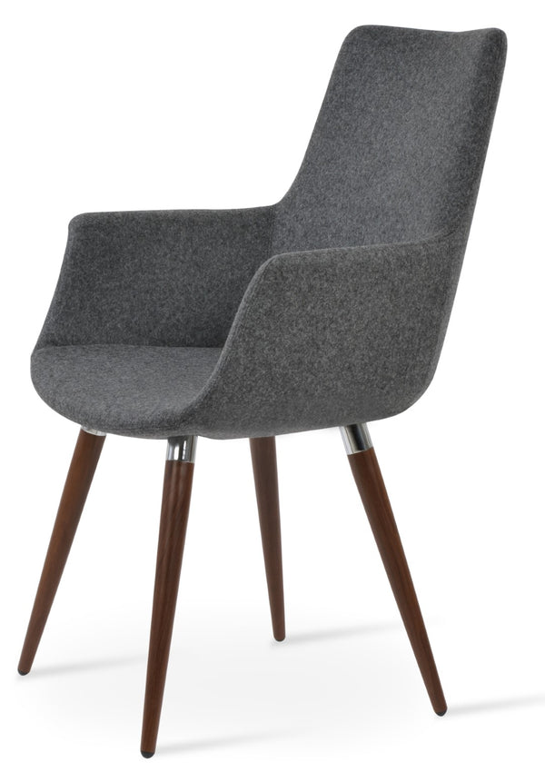 Soho Concept Bottega Arm Office Chair - Stylish Adjustable Dining Chair In Wool & Boucle Fabrics, 10-year Warranty Dark Grey  Soho-concept-dining-chair-01285