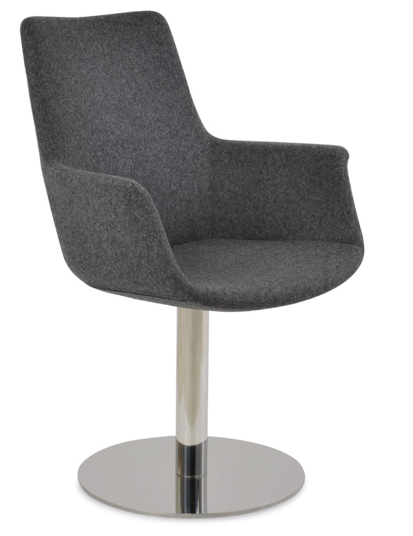 Soho Concept Bottega Arm Office Chair - Stylish Adjustable Dining Chair In Wool & Boucle Fabrics, 10-year Warranty Dark Grey  Soho-concept-dining-chair-01288