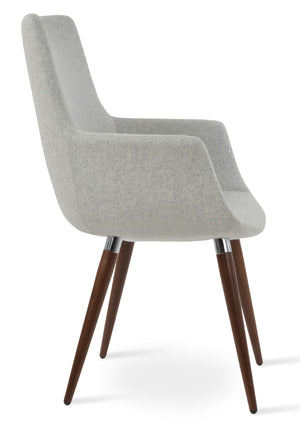 Soho Concept Bottega Arm Office Chair - Stylish Adjustable Dining Chair In Wool & Boucle Fabrics, 10-year Warranty Walnut,Silver  Soho-concept-dining-chair-01284