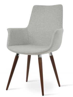 Soho Concept Bottega Arm Office Chair - Stylish Adjustable Dining Chair In Wool & Boucle Fabrics, 10-year Warranty Walnut,Silver  Soho-concept-dining-chair-01284