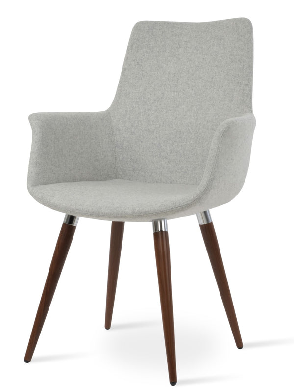 Soho Concept Bottega Arm Office Chair - Stylish Adjustable Dining Chair In Wool & Boucle Fabrics, 10-year Warranty Walnut,Silver  Soho-concept-dining-chair-01284