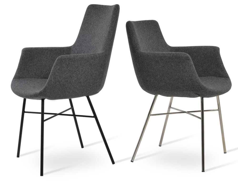 Soho Concept Bottega Arm Office Chair - Stylish Adjustable Dining Chair In Wool & Boucle Fabrics, 10-year Warranty Dark Grey  Soho-concept-dining-chair-01286