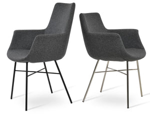Soho Concept Bottega Arm Office Chair - Stylish Adjustable Dining Chair In Wool & Boucle Fabrics, 10-year Warranty Dark Grey  Soho-concept-dining-chair-01286