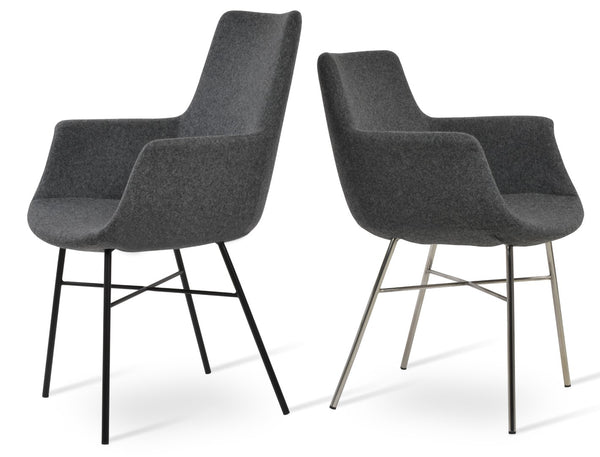 Soho Concept Bottega Arm Office Chair - Stylish Adjustable Dining Chair In Wool & Boucle Fabrics, 10-year Warranty Dark Grey  Soho-concept-dining-chair-01286