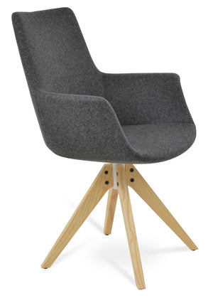 Soho Concept Bottega Arm Office Chair - Stylish Adjustable Dining Chair In Wool & Boucle Fabrics, 10-year Warranty Natural,Dark Grey  Soho-concept-dining-chair-01287