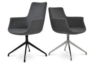 Soho Concept Bottega Arm Office Chair - Stylish Adjustable Dining Chair In Wool & Boucle Fabrics, 10-year Warranty Dark Grey  Soho-concept-dining-chair-01289