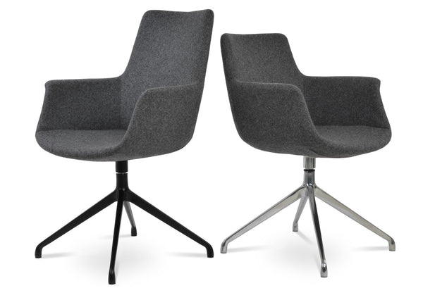 Soho Concept Bottega Arm Office Chair - Stylish Adjustable Dining Chair In Wool & Boucle Fabrics, 10-year Warranty Dark Grey  Soho-concept-dining-chair-01289