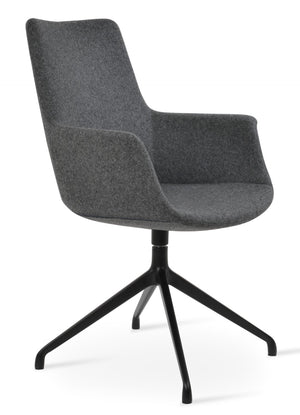 Soho Concept Bottega Arm Office Chair - Stylish Adjustable Dining Chair In Wool & Boucle Fabrics, 10-year Warranty Dark Grey  Soho-concept-dining-chair-01290