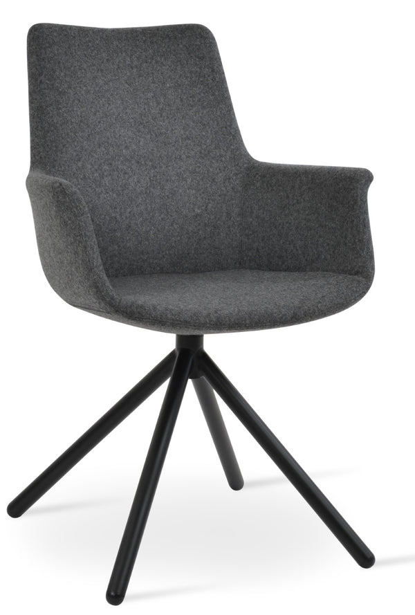 Soho Concept Bottega Arm Office Chair - Stylish Adjustable Dining Chair In Wool & Boucle Fabrics, 10-year Warranty Black,Dark Grey  Soho-concept-dining-chair-01292