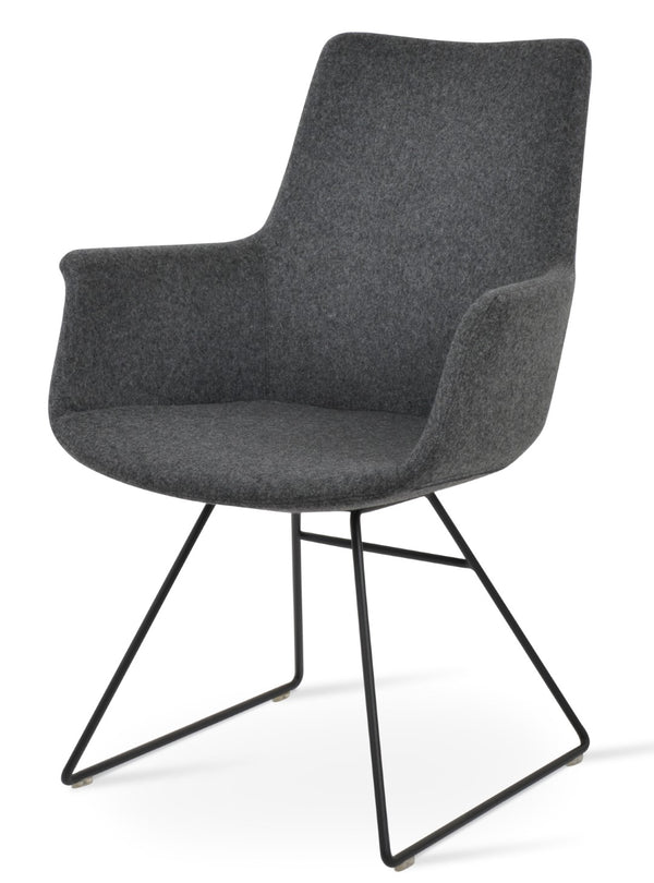 Soho Concept Bottega Arm Office Chair - Stylish Adjustable Dining Chair In Wool & Boucle Fabrics, 10-year Warranty Black,Dark Grey  Soho-concept-dining-chair-01293