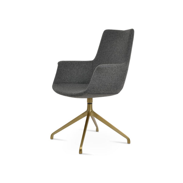 Soho Concept Bottega Arm Office Chair - Stylish Adjustable Dining Chair In Wool & Boucle Fabrics, 10-year Warranty Dark Grey  Soho-concept-dining-chair-01301