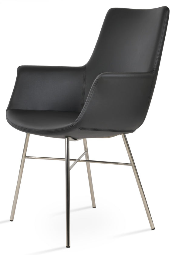 Soho Concept Bottega Arm Office Chair - Stylish Leatherette Dining Chair With Adjustable Heights & 2-year Guarantee Black  Soho-concept-dining-chair-01304