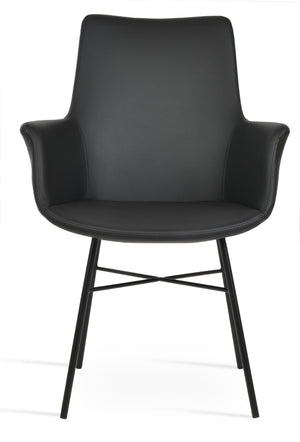 Soho Concept Bottega Arm Office Chair - Stylish Leatherette Dining Chair With Adjustable Heights & 2-year Guarantee Black  Soho-concept-dining-chair-01307
