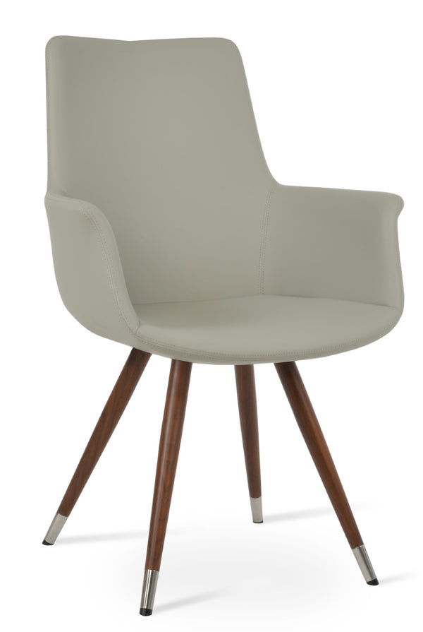 Soho Concept Bottega Arm Office Chair - Stylish Leatherette Dining Chair With Adjustable Heights & 2-year Guarantee Walnut,Light Grey  Soho-concept-dining-chair-01274