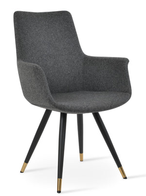 Soho Concept Bottega Arm Office Chair - Stylish Adjustable Dining Chair In Wool & Boucle Fabrics, 10-year Warranty Black,Dark Grey  Soho-concept-dining-chair-01317