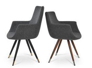 Soho Concept Bottega Arm Office Chair - Stylish Adjustable Dining Chair In Wool & Boucle Fabrics, 10-year Warranty Dark Grey  Soho-concept-dining-chair-01318