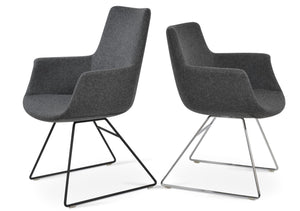 Soho Concept Bottega Arm Office Chair - Stylish Adjustable Dining Chair In Wool & Boucle Fabrics, 10-year Warranty Dark Grey  Soho-concept-dining-chair-01324