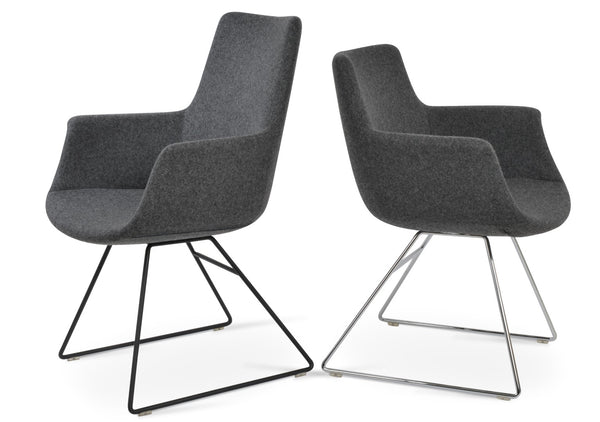 Soho Concept Bottega Arm Office Chair - Stylish Adjustable Dining Chair In Wool & Boucle Fabrics, 10-year Warranty Dark Grey  Soho-concept-dining-chair-01324