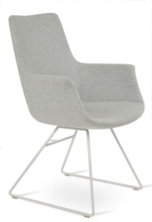 Soho Concept Bottega Arm Office Chair - Stylish Adjustable Dining Chair In Wool & Boucle Fabrics, 10-year Warranty White,Silver  Soho-concept-dining-chair-01328