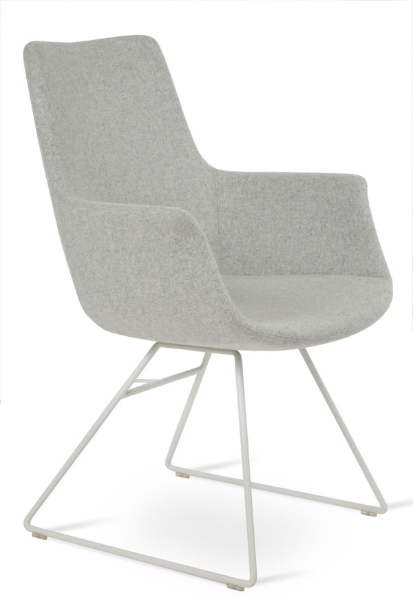 Soho Concept Bottega Arm Office Chair - Stylish Adjustable Dining Chair In Wool & Boucle Fabrics, 10-year Warranty White,Silver  Soho-concept-dining-chair-01328