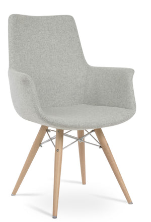 Soho Concept Bottega Arm Office Chair - Stylish Adjustable Dining Chair In Wool & Boucle Fabrics, 10-year Warranty Natural,Silver  Soho-concept-dining-chair-01264