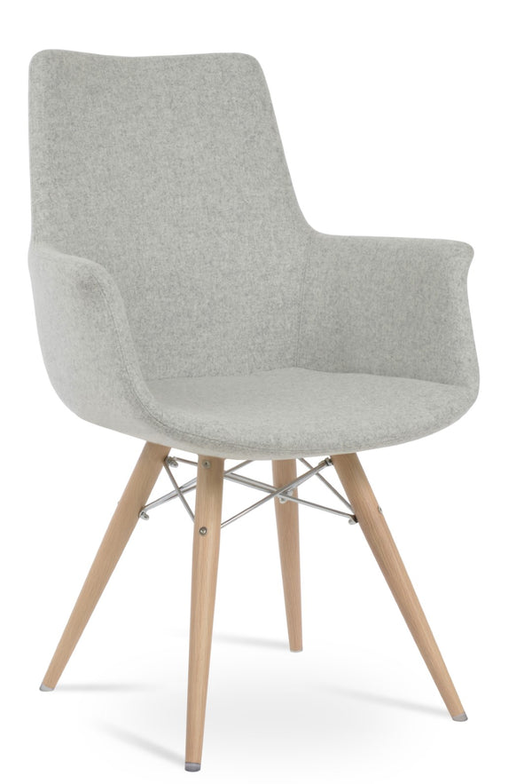 Soho Concept Bottega Arm Office Chair - Stylish Adjustable Dining Chair In Wool & Boucle Fabrics, 10-year Warranty Natural,Silver  Soho-concept-dining-chair-01264