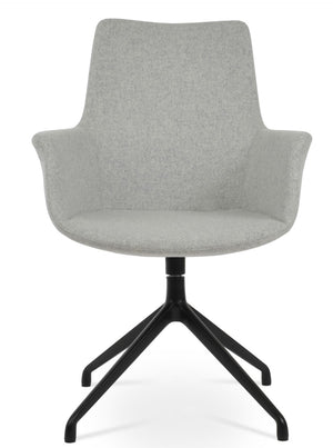 Soho Concept Bottega Arm Office Chair - Stylish Adjustable Dining Chair In Wool & Boucle Fabrics, 10-year Warranty Black,Silver  Soho-concept-dining-chair-01279
