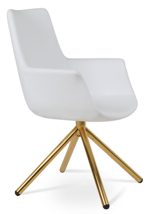 Soho Concept Bottega Arm Office Chair - Stylish Leatherette Dining Chair With Adjustable Heights & 2-year Guarantee Gold,White  Soho-concept-dining-chair-01320