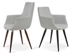 Soho Concept Bottega Arm Office Chair - Stylish Adjustable Dining Chair In Wool & Boucle Fabrics, 10-year Warranty Silver  Soho-concept-dining-chair-01330