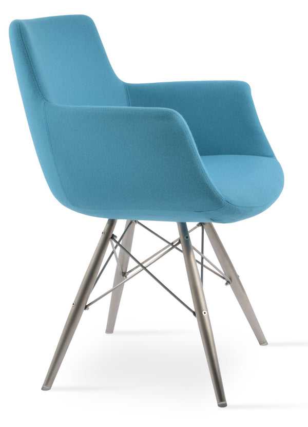 Soho Concept Bottega Arm Office Chair - Stylish Adjustable Dining Chair In Wool & Boucle Fabrics, 10-year Warranty Turquoise  Soho-concept-dining-chair-01336