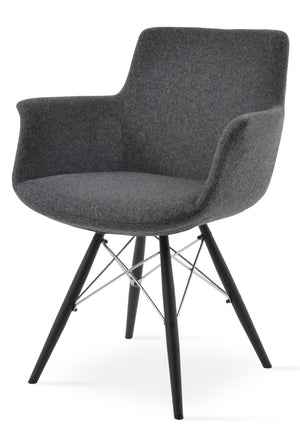 Soho Concept Bottega Arm Large Office Chair - Stylish Chrome Base, Versatile Heights, 10-year Fabric Guarantee! Black,Dark Grey  Soho-concept-dining-chair-01337