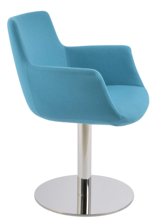 Soho Concept Bottega Arm Office Chair - Stylish Adjustable Dining Chair In Wool & Boucle Fabrics, 10-year Warranty Chrome,Turquoise  Soho-concept-dining-chair-01391