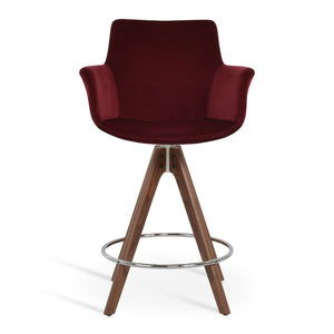 Soho Concept Bottega Ergonomic Arm Barstools & Counterstools - Premium Fabrics, Adjustable Heights, 10-year Warranty Walnut  Soho-concept-dining-chair-10666