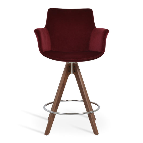 Soho Concept Bottega Ergonomic Arm Barstools & Counterstools - Premium Fabrics, Adjustable Heights, 10-year Warranty Walnut  Soho-concept-dining-chair-10666