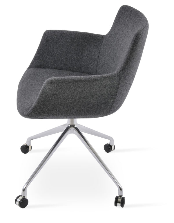 Soho Concept Bottega Arm Office Chair - Stylish Adjustable Dining Chair In Wool & Boucle Fabrics, 10-year Warranty Dark Grey  Soho-concept-dining-chair-01421
