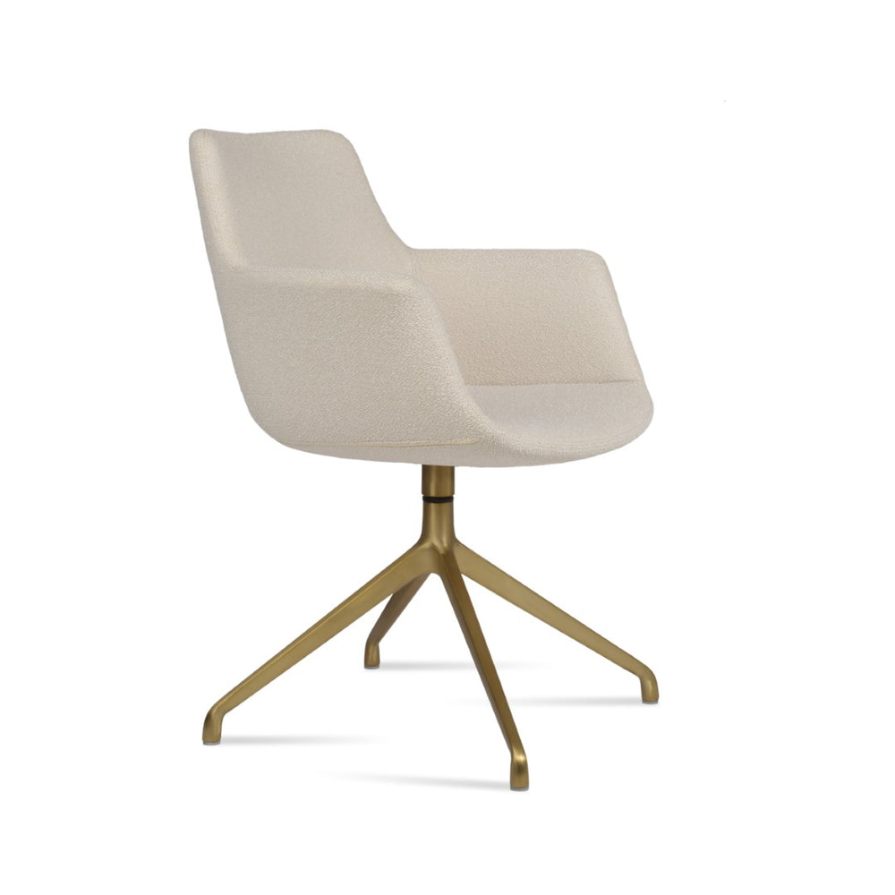 Soho Concept Bottega Arm (Large) Office Chair - Stylish Upholstered Dining Chair With 10-year Guarantee & Comfort Brass,White  Soho-concept-dining-chair-01411