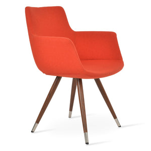 Soho Concept Bottega Arm Office Chair With Genuine Leather & Camira Yoredale Fabric - 10-year Guarantee, Stylish! Walnut,Chrome,Orange  Soho-concept-dining-chair-01431