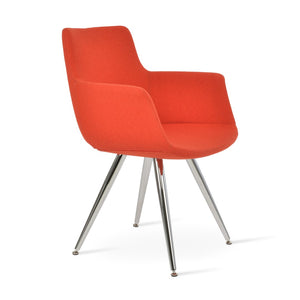 Soho Concept Bottega Arm Office Chair With Genuine Leather & Camira Yoredale Fabric - 10-year Guarantee, Stylish! Chrome,Orange  Soho-concept-dining-chair-01432