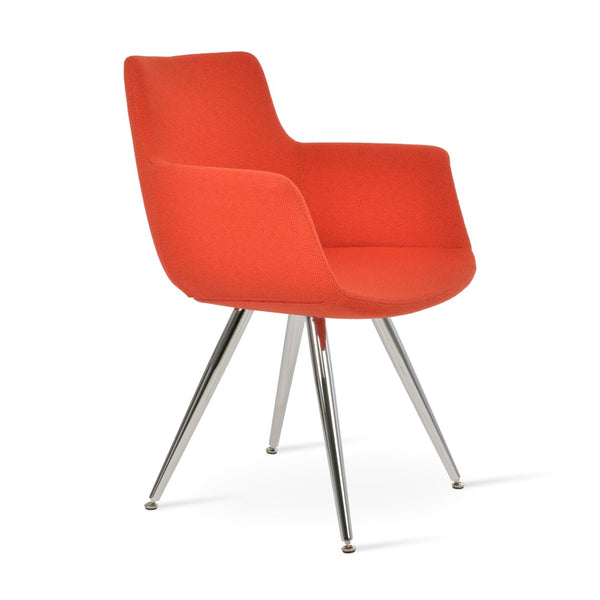 Soho Concept Bottega Arm Office Chair With Genuine Leather & Camira Yoredale Fabric - 10-year Guarantee, Stylish! Chrome,Orange  Soho-concept-dining-chair-01432