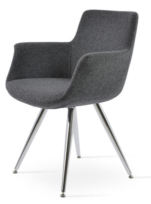 Soho Concept Bottega Arm Office Chair - Stylish Adjustable Dining Chair In Wool & Boucle Fabrics, 10-year Warranty Chrome,Dark Grey  Soho-concept-dining-chair-01433