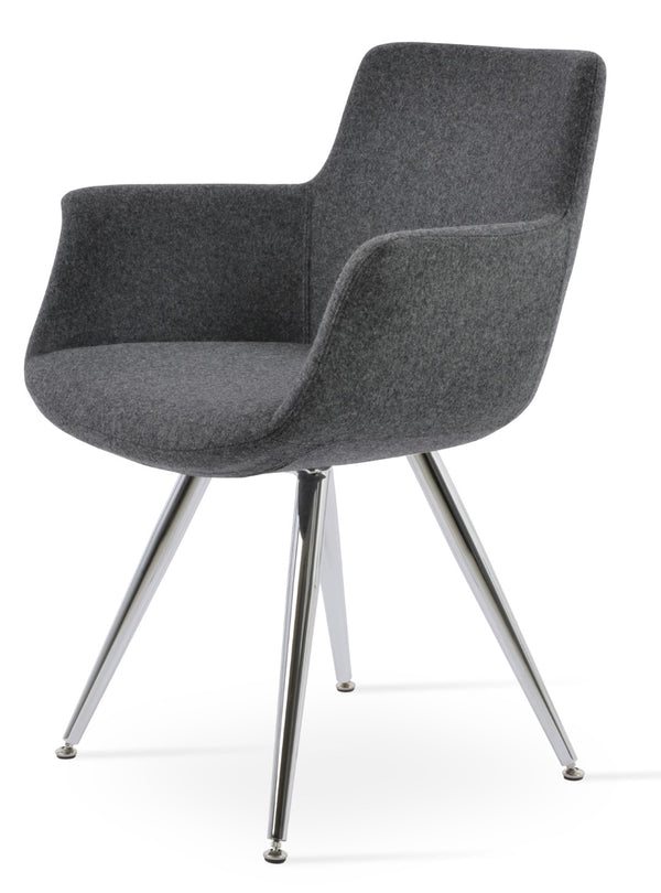 Soho Concept Bottega Arm Office Chair - Stylish Adjustable Dining Chair In Wool & Boucle Fabrics, 10-year Warranty Chrome,Dark Grey  Soho-concept-dining-chair-01433