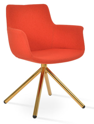 Soho Concept Bottega Arm Office Chair With Genuine Leather & Camira Yoredale Fabric - 10-year Guarantee, Stylish! Gold,Orange  Soho-concept-dining-chair-01472