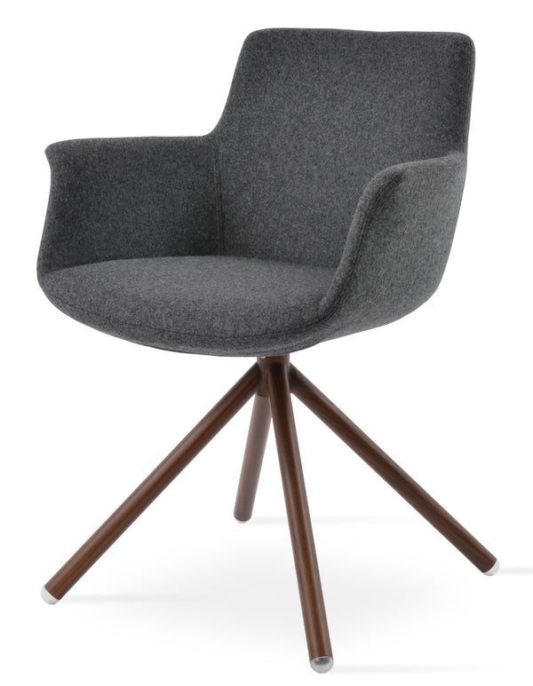 Soho Concept Bottega Arm Office Chair - Stylish Adjustable Dining Chair In Wool & Boucle Fabrics, 10-year Warranty Walnut,Dark Grey  Soho-concept-dining-chair-01460