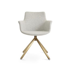 Soho Concept Bottega Arm Office Chair - Stylish Adjustable Dining Chair In Wool & Boucle Fabrics, 10-year Warranty Brass,Silver  Soho-concept-dining-chair-01471