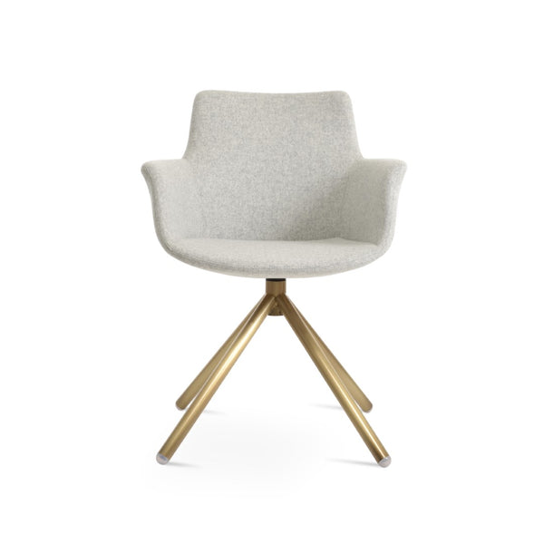 Soho Concept Bottega Arm Office Chair - Stylish Adjustable Dining Chair In Wool & Boucle Fabrics, 10-year Warranty Brass,Silver  Soho-concept-dining-chair-01471