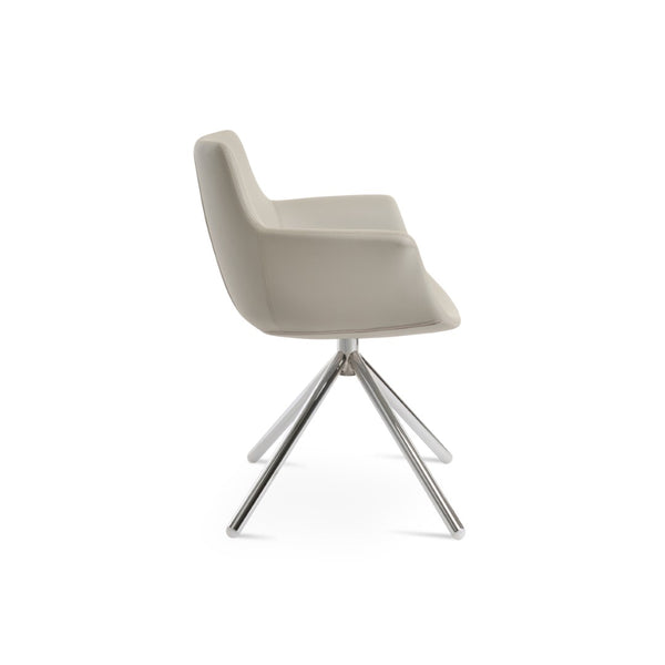 Soho Concept Bottega Arm Office Chair - Stylish Leatherette Dining Chair With Adjustable Heights & 2-year Guarantee Chrome,Light Grey  Soho-concept-dining-chair-01452