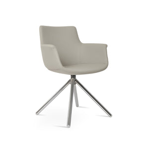 Soho Concept Bottega Arm Office Chair - Stylish Leatherette Dining Chair With Adjustable Heights & 2-year Guarantee Chrome,Light Grey  Soho-concept-dining-chair-01452