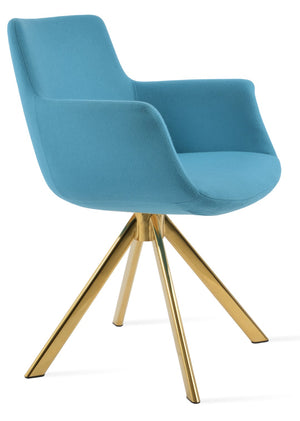 Soho Concept Bottega Arm Office Chair - Stylish Adjustable Dining Chair In Wool & Boucle Fabrics, 10-year Warranty Gold,Turquoise  Soho-concept-dining-chair-01475